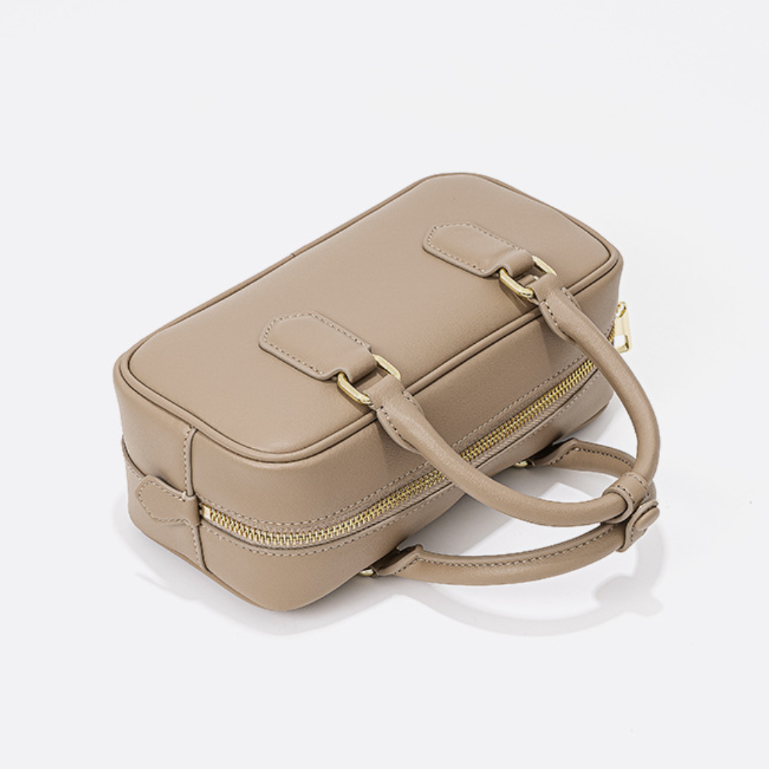 Retro Niche Genuine Leather Boston Bowling Bag
