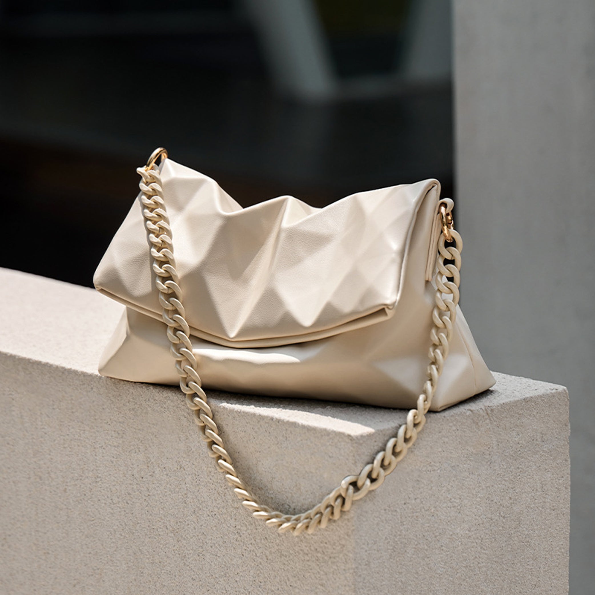 French Geometric  Underarm Diamond Chain Crossbody Bag