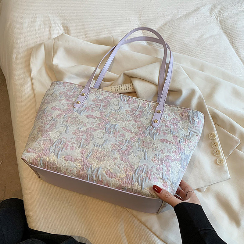 Embroidered Polyester Summer Commuter Tote Bag