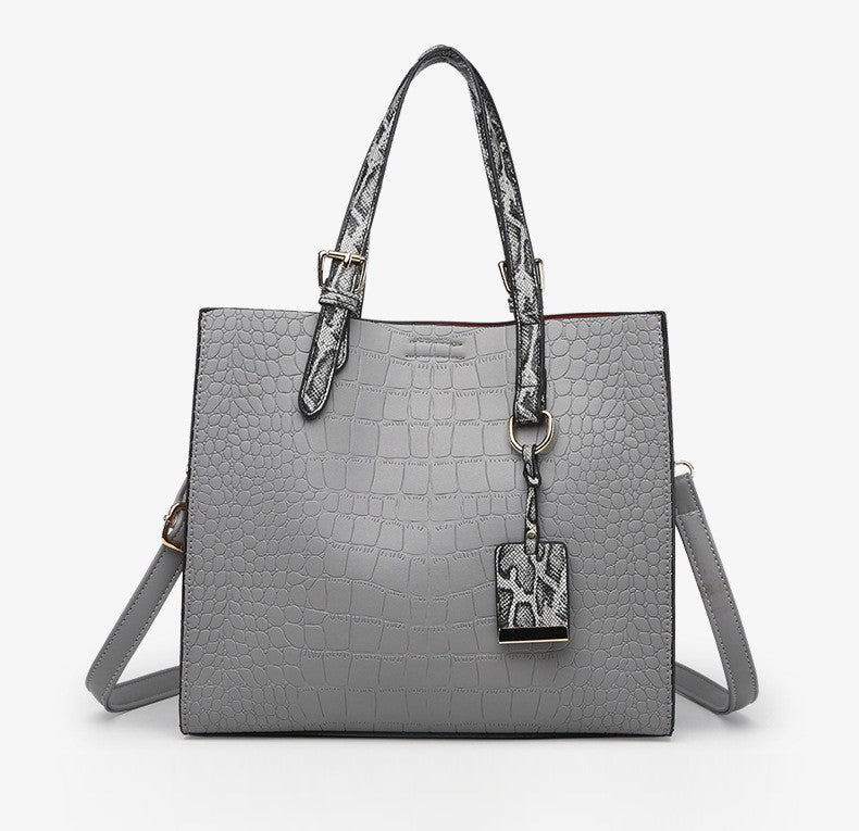 Crocodile Pattern  Shoulder Handbag with Pendant