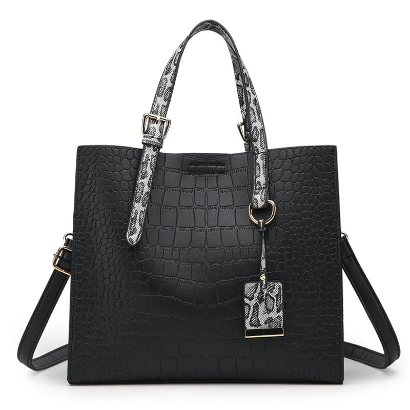 Crocodile Pattern  Shoulder Handbag with Pendant