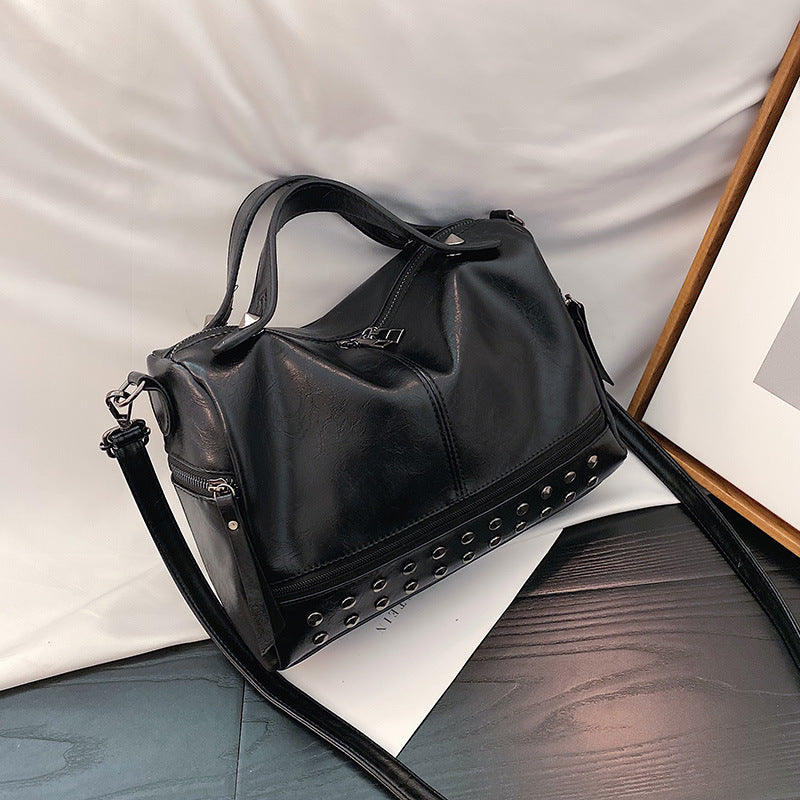 Soft PU Leather One-Shoulder Boston Style Crossbody Bag