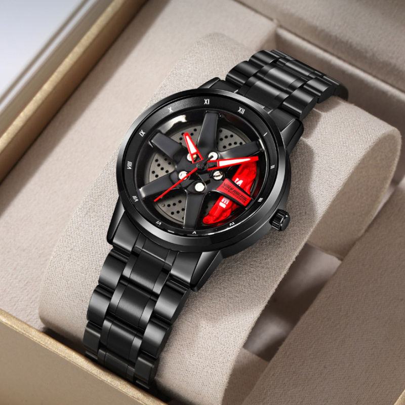 Stainless Steel Wheel Dial Quartz Watch