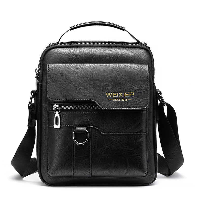 PU Leather Men's Retro Vertical Business Crossbody