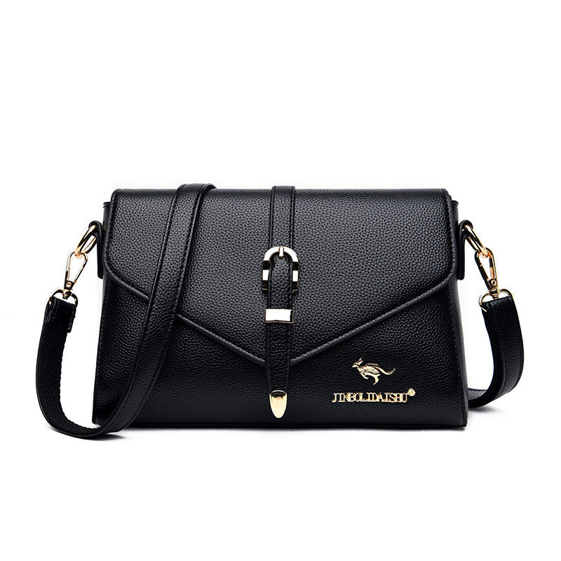 Elegant Genuine Leather Lock Crossbody Bag