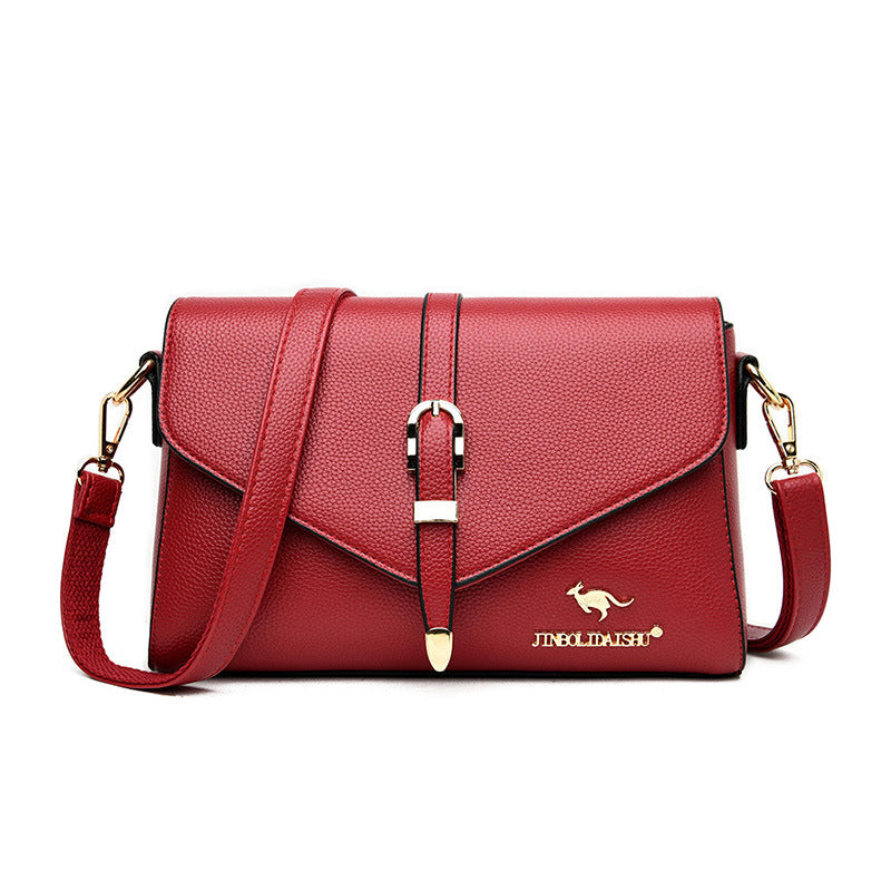 Elegant Genuine Leather Lock Crossbody Bag