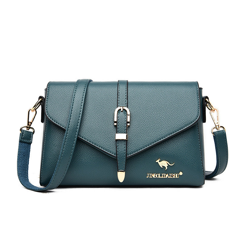 Elegant Genuine Leather Lock Crossbody Bag