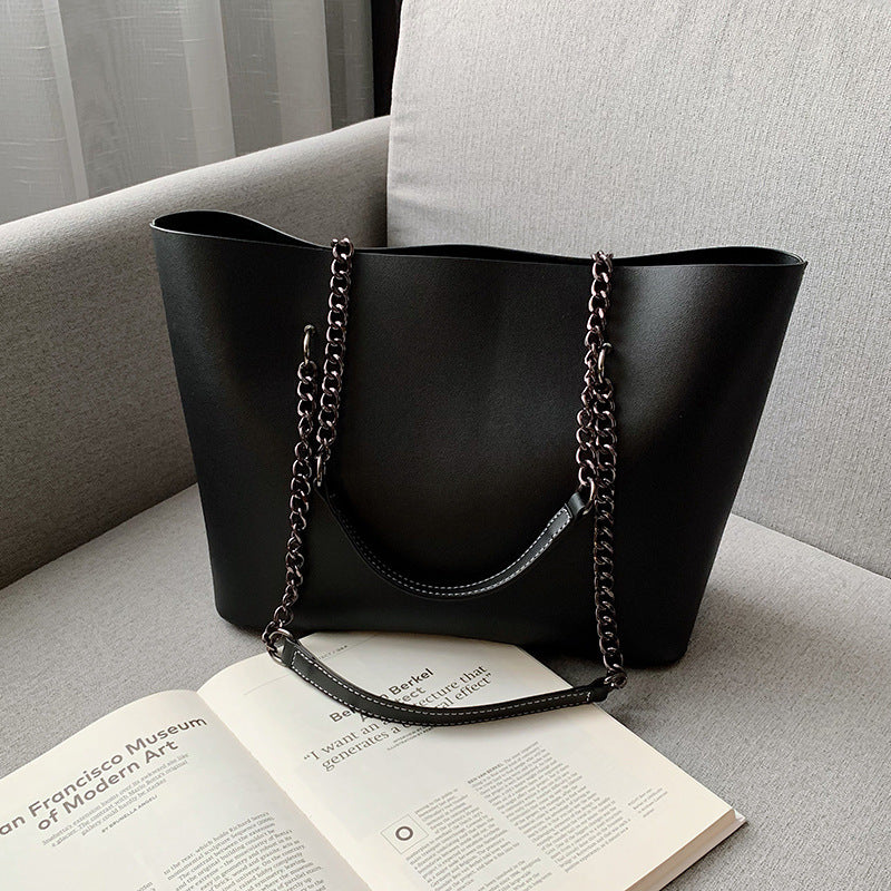 Retro Temperament Large PU Leather Tote Handbag