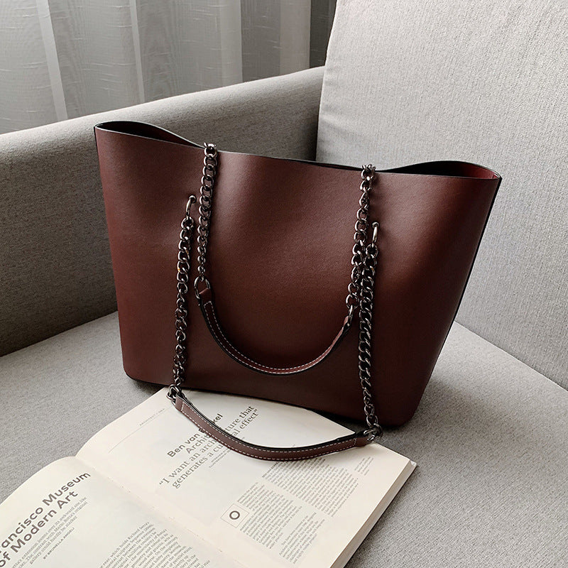 Retro Temperament Large PU Leather Tote Handbag