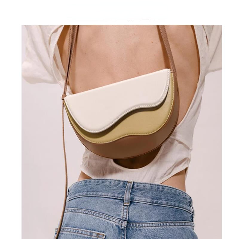 Turkish Style Curved Contrast  Saddle Bag