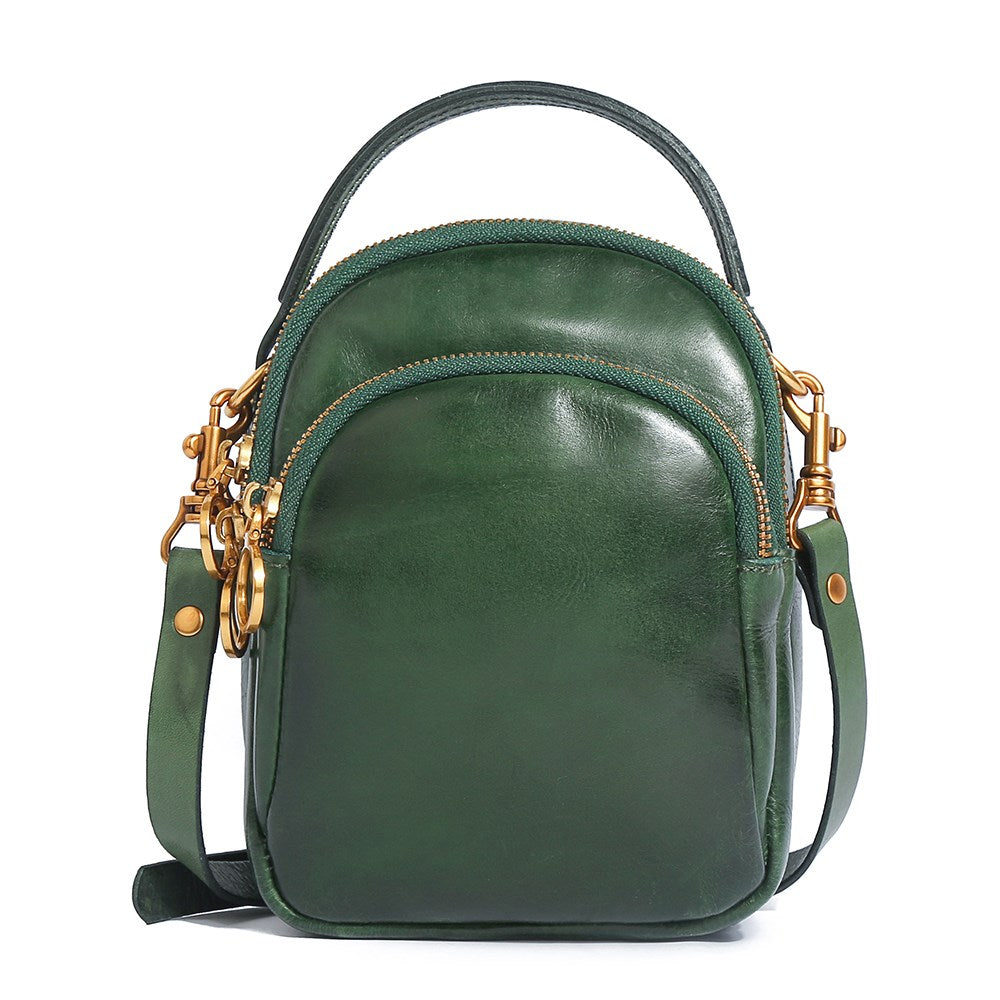 Retro Vegetable-Tanned Faux Leather Crossbody Shoulder Bag