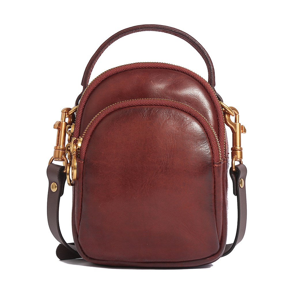 Retro Vegetable-Tanned Faux Leather Crossbody Shoulder Bag