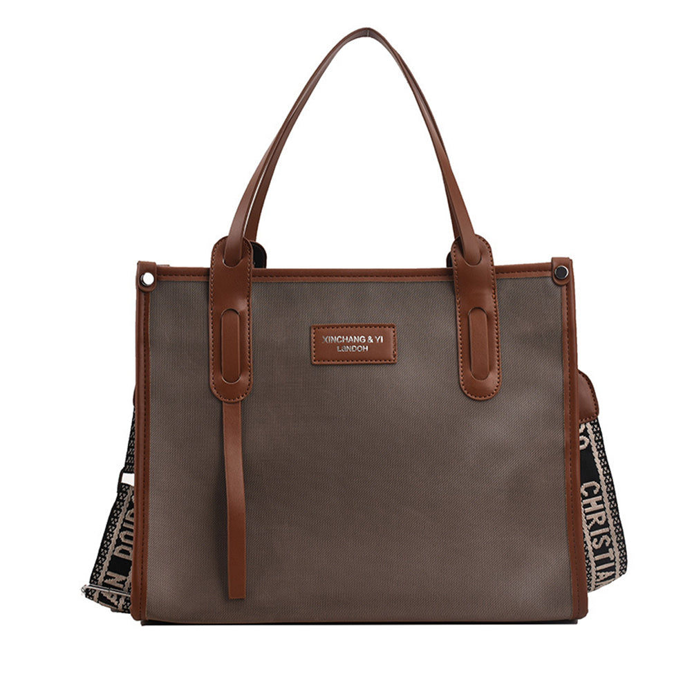 Retro Oxford Cloth  Contrast Color Shoulder Tote
