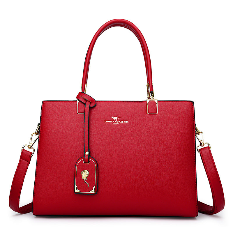 Rose Ornament Crossbody Stitch Shoulder Handbag
