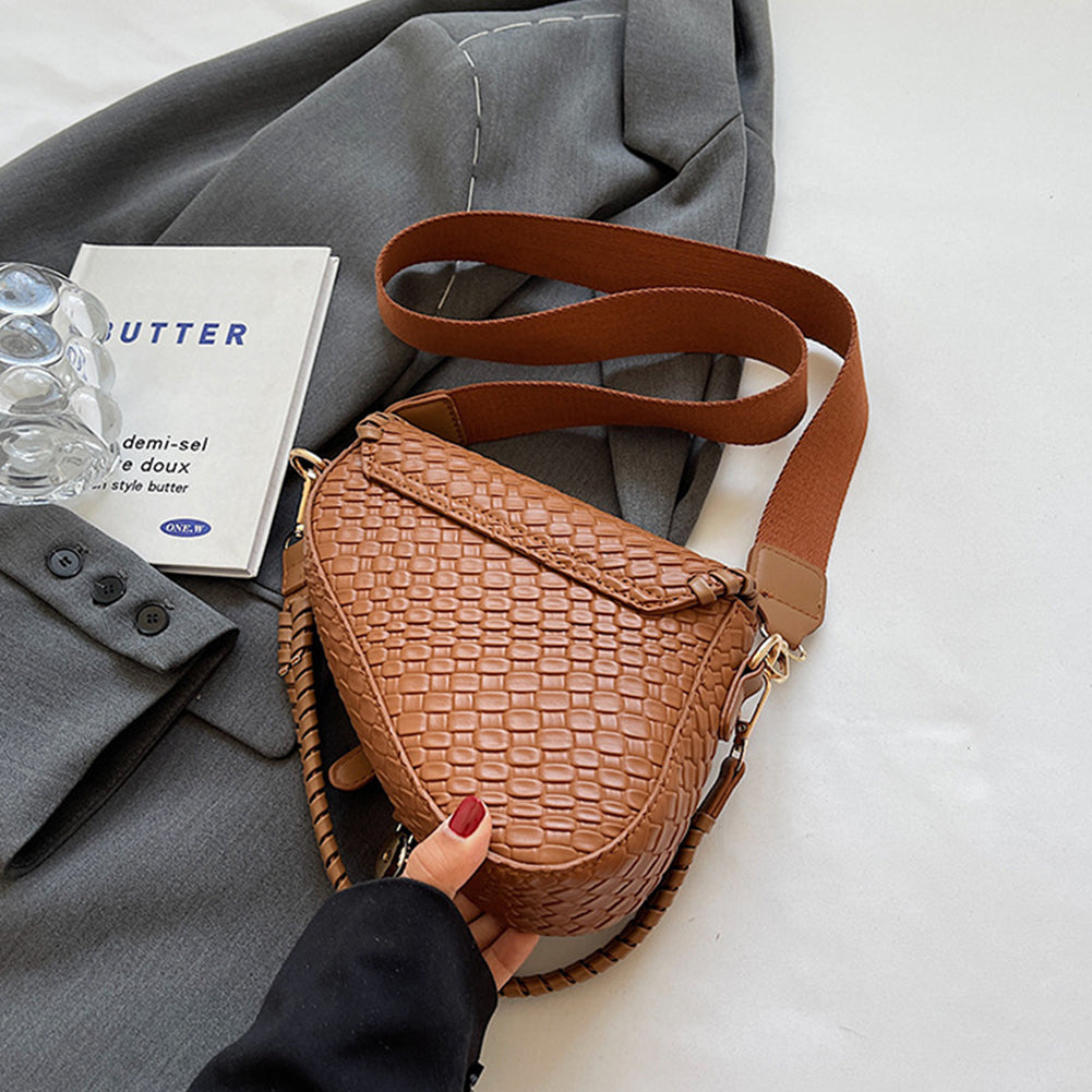 Woven Retro  Saddle Messenger Shoulder Bag