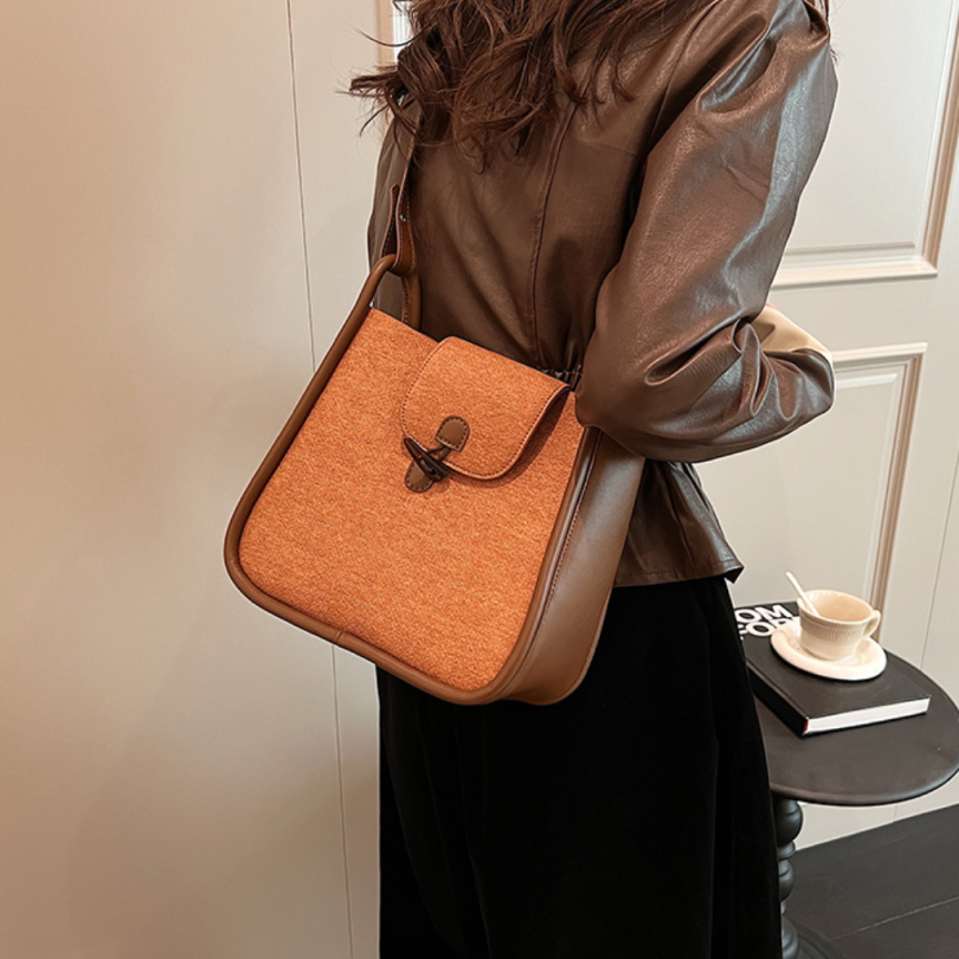 French Contrast Stitch  Bucket Shoulder Messenger Bag