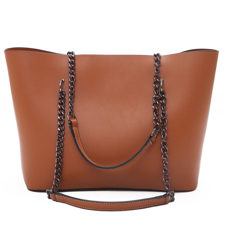 Retro Temperament Large PU Leather Tote Handbag