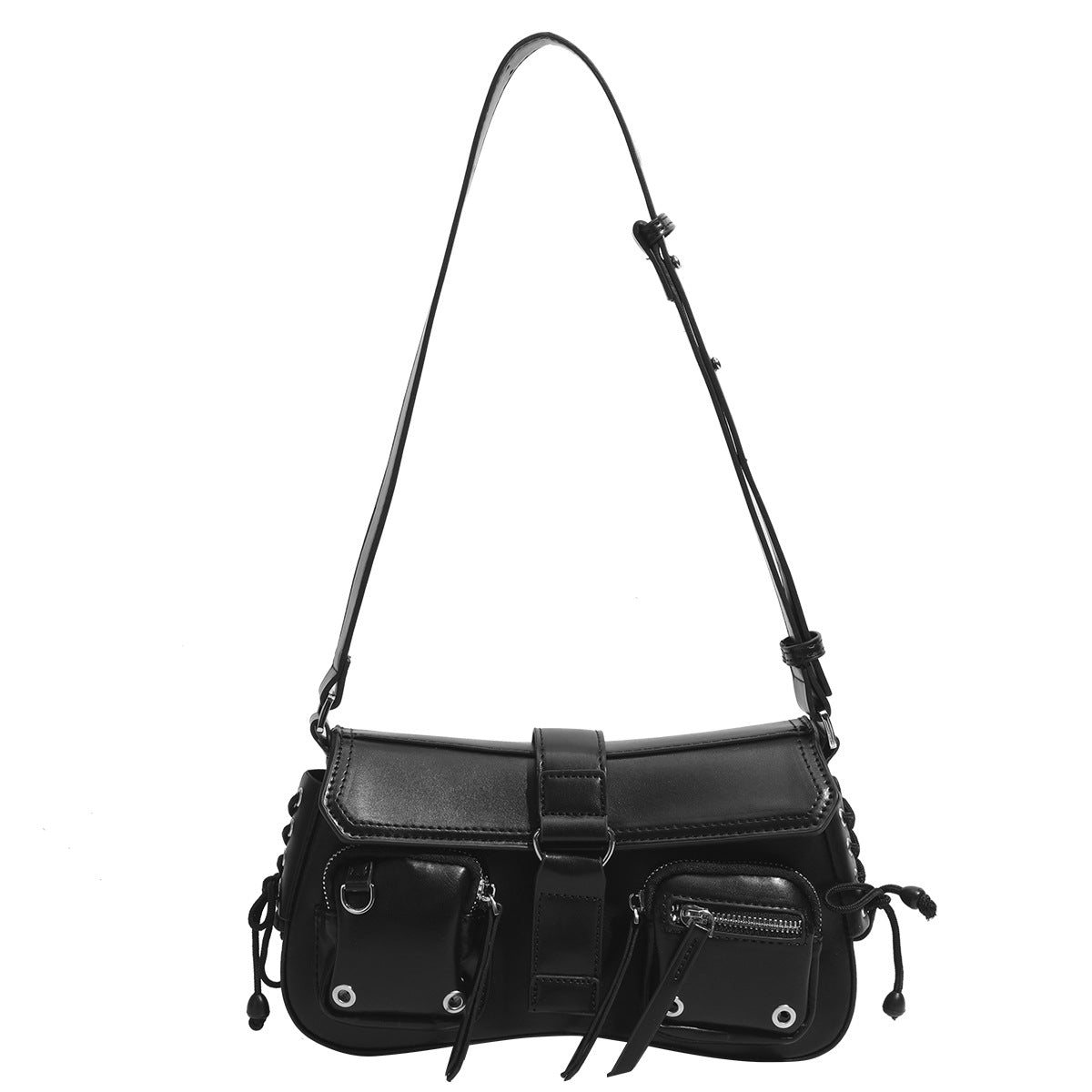 Hot Girl Textured  Motorcycle Baguette Shoulder Bag
