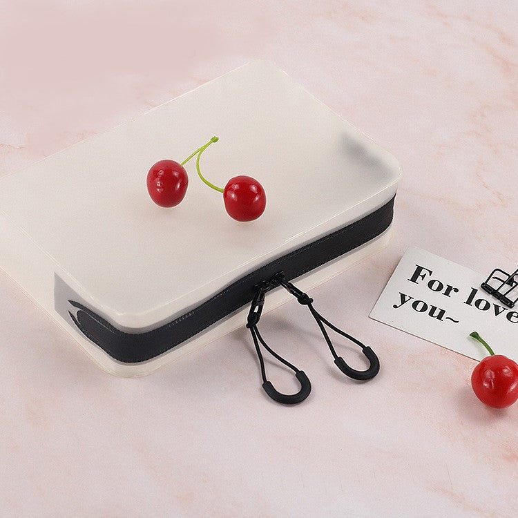Frosted Transparent PVC T Double Zipper Toiletry Bag