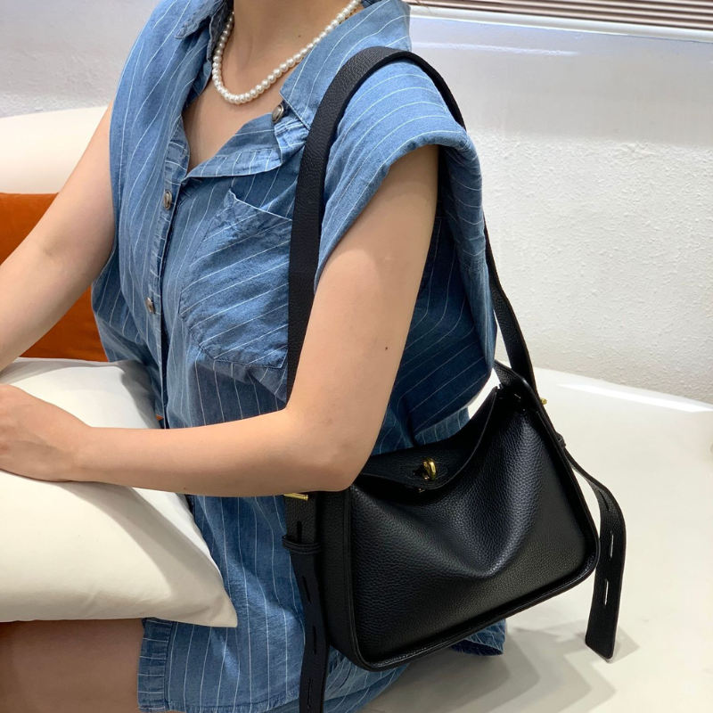PU Leather Wide Strap Shoulder Bag