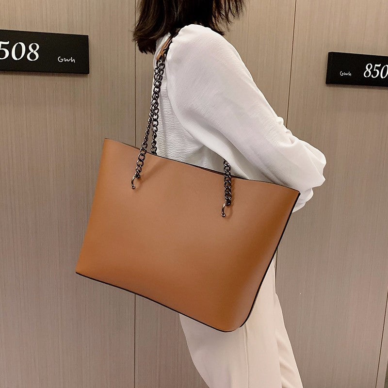 Retro Temperament Large PU Leather Tote Handbag