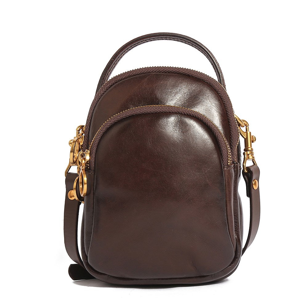 Retro Vegetable-Tanned Faux Leather Crossbody Shoulder Bag