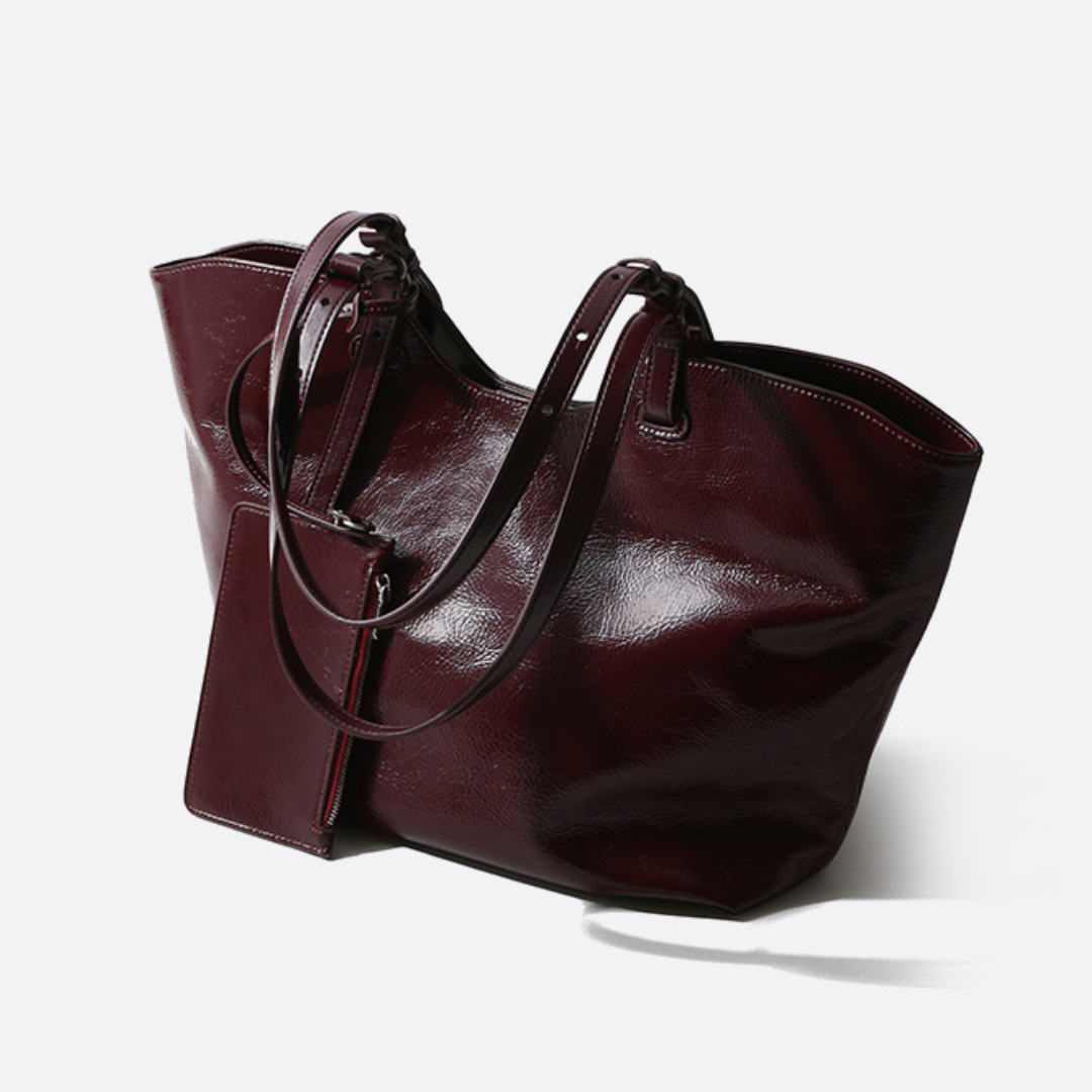 First Layer Cowhide Genuine Leather Commuter Tote Bag