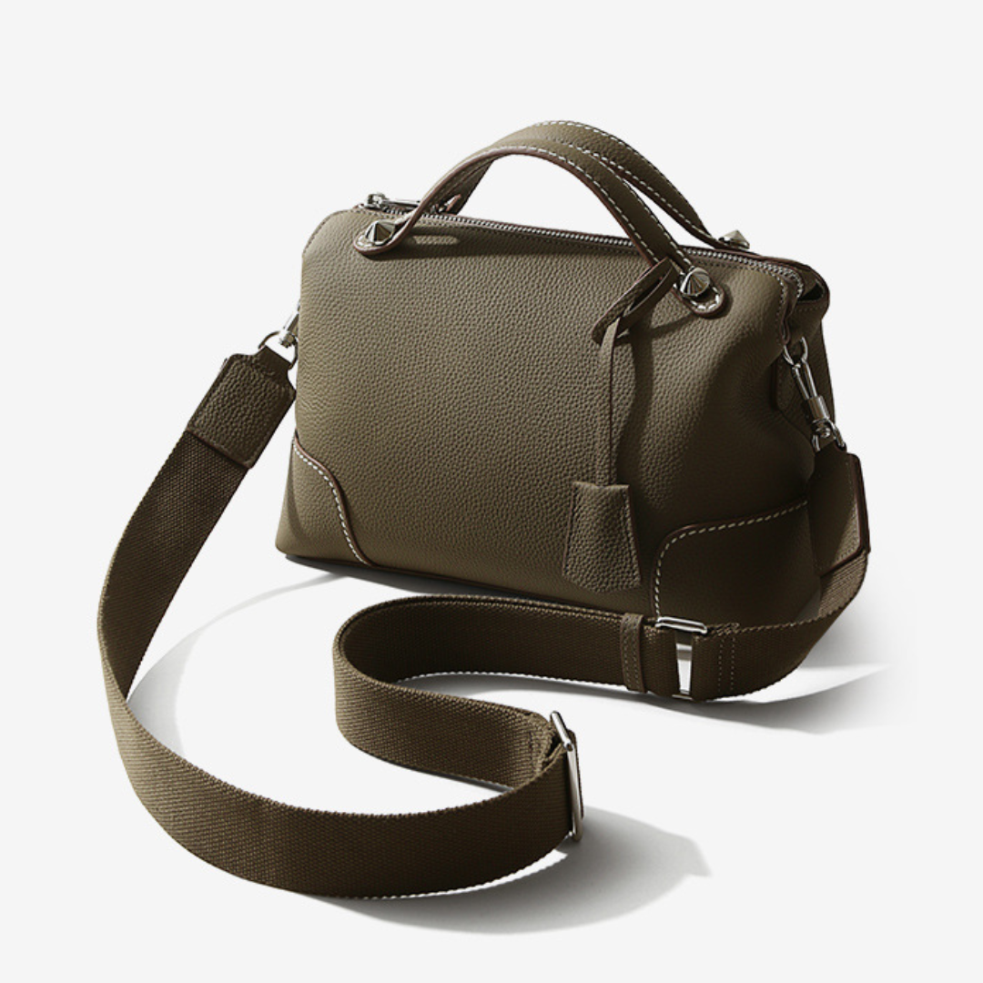 Simple Genuine Leather Women's Pillow Handbag
