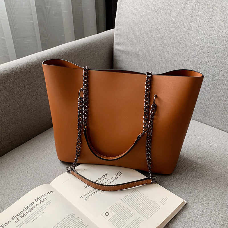 Retro Temperament Large PU Leather Tote Handbag
