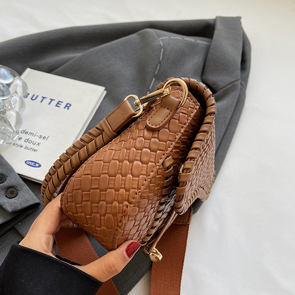 Woven Retro  Saddle Messenger Shoulder Bag