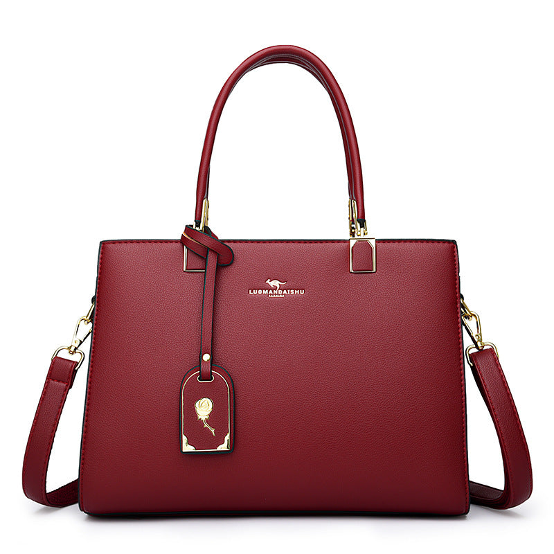 Rose Ornament Crossbody Stitch Shoulder Handbag