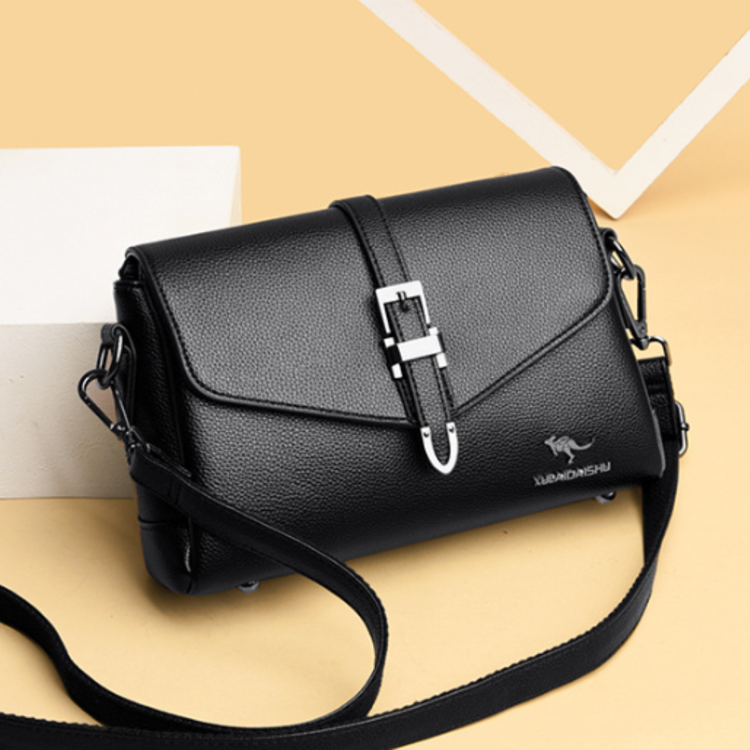 Elegant Genuine Leather Lock Crossbody Bag