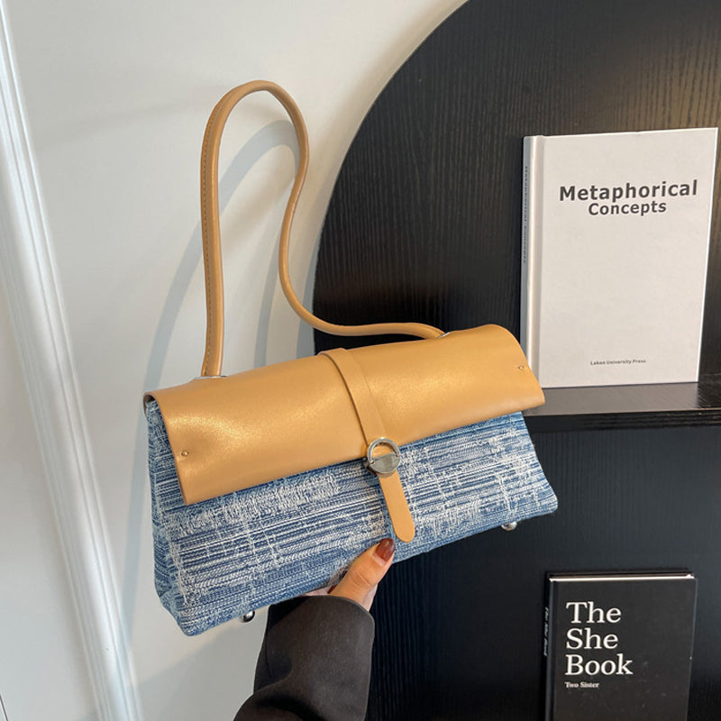 Denim Stitching Small Square Work Shoulder Bag