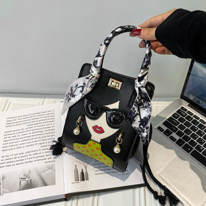 Trendy Cartoon Silk Scarf Handbag for Women