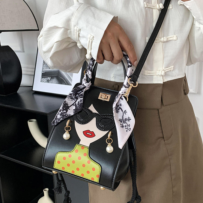 Trendy Cartoon Silk Scarf Handbag for Women