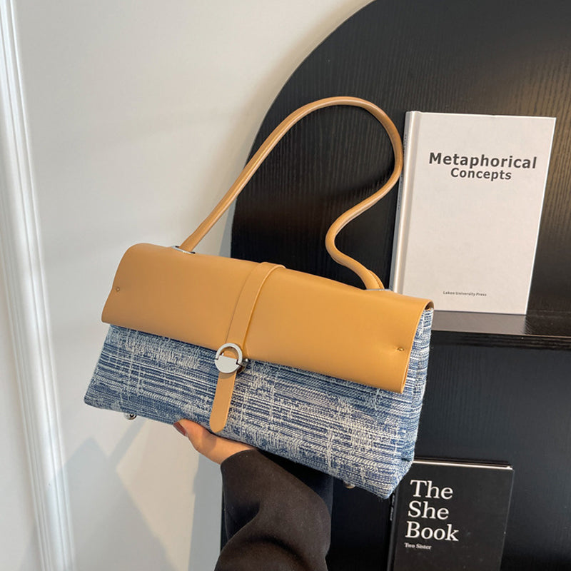 Denim Stitching Small Square Work Shoulder Bag