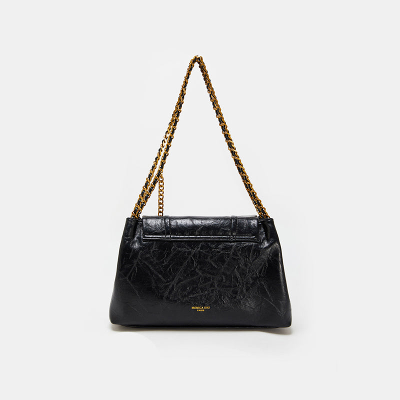 Faux Leather Chain Strap Large Tote Shoulder Bag