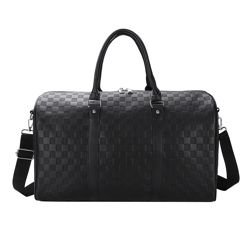Plaid Embossed PU Leather Sports Travel Bag