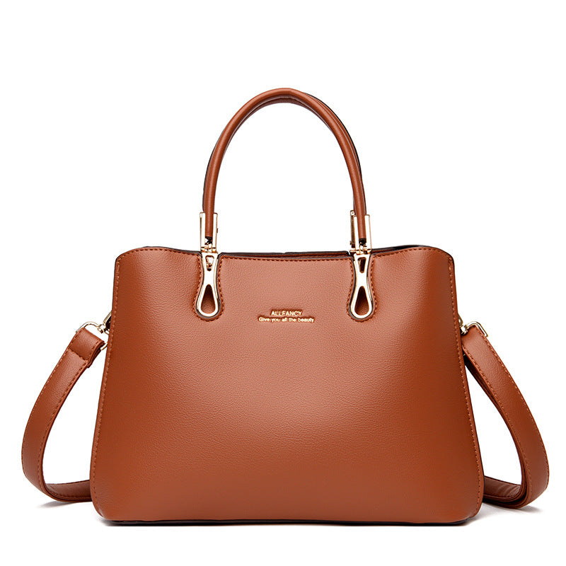 Simple Fashion PU Leather Shoulder Tote Bag for Moms