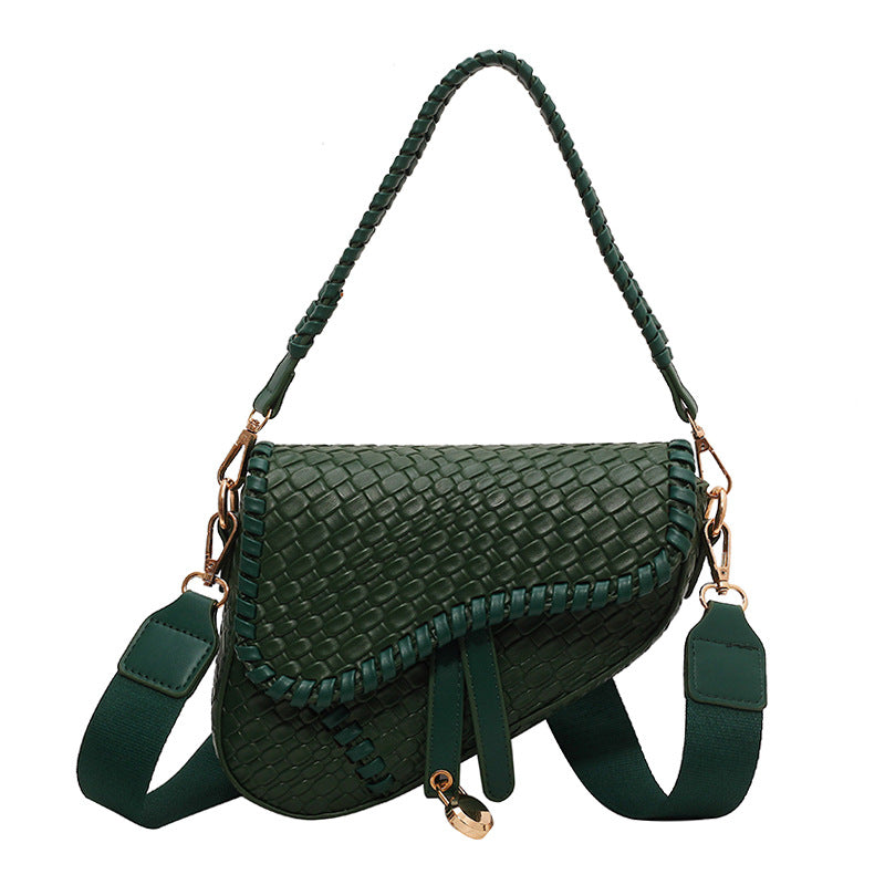 Woven Retro  Saddle Messenger Shoulder Bag