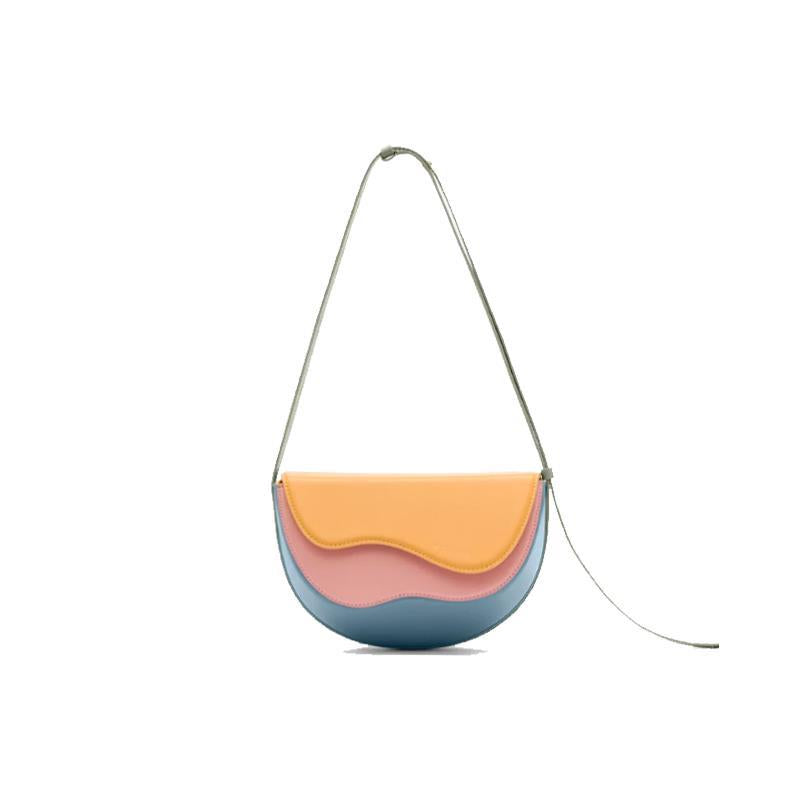 Turkish Style Curved Contrast  Saddle Bag