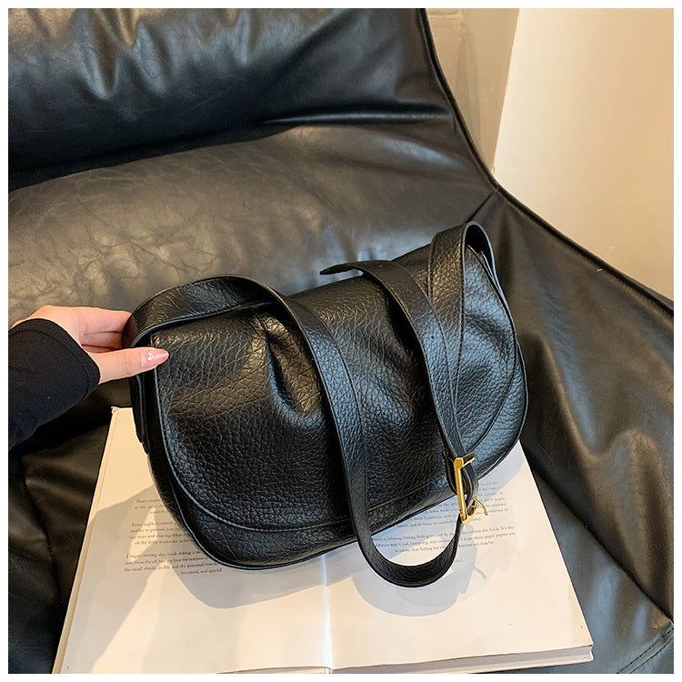 Textured Pleated  Autumn Saddle Shoulder Messenger