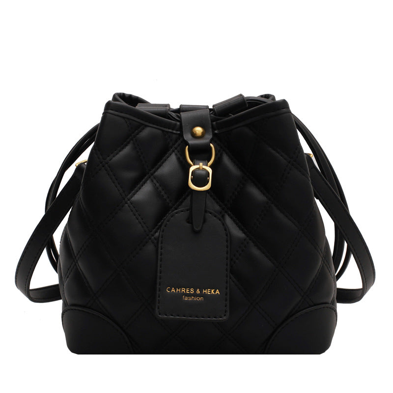 Stylish Embroidered PU Leather Bucket Crossbody Bag