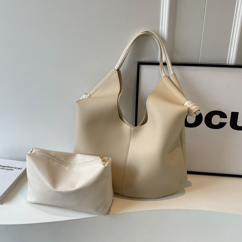 Pleated  Large Shoulder Tote Bag