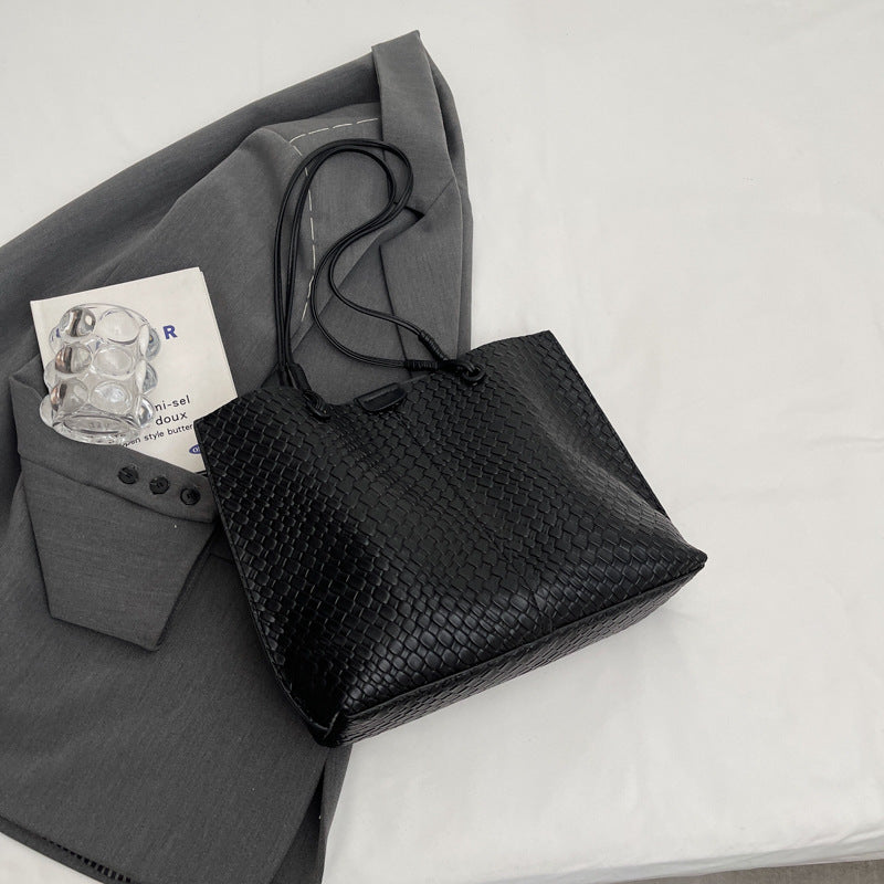 Retro  Diamond Pattern Large Shoulder Tote
