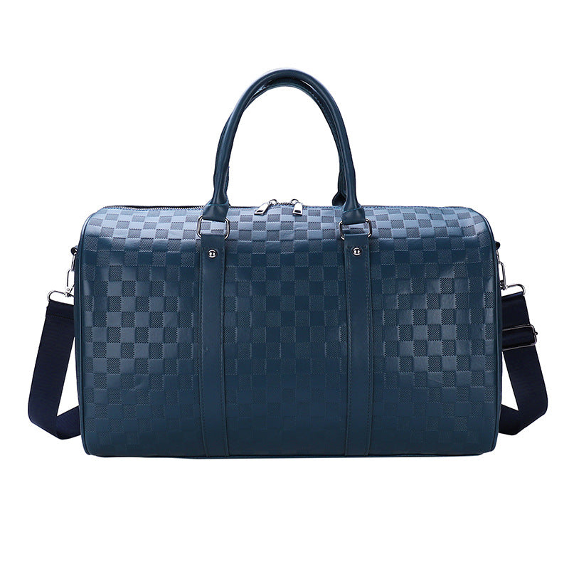 Plaid Embossed PU Leather Sports Travel Bag