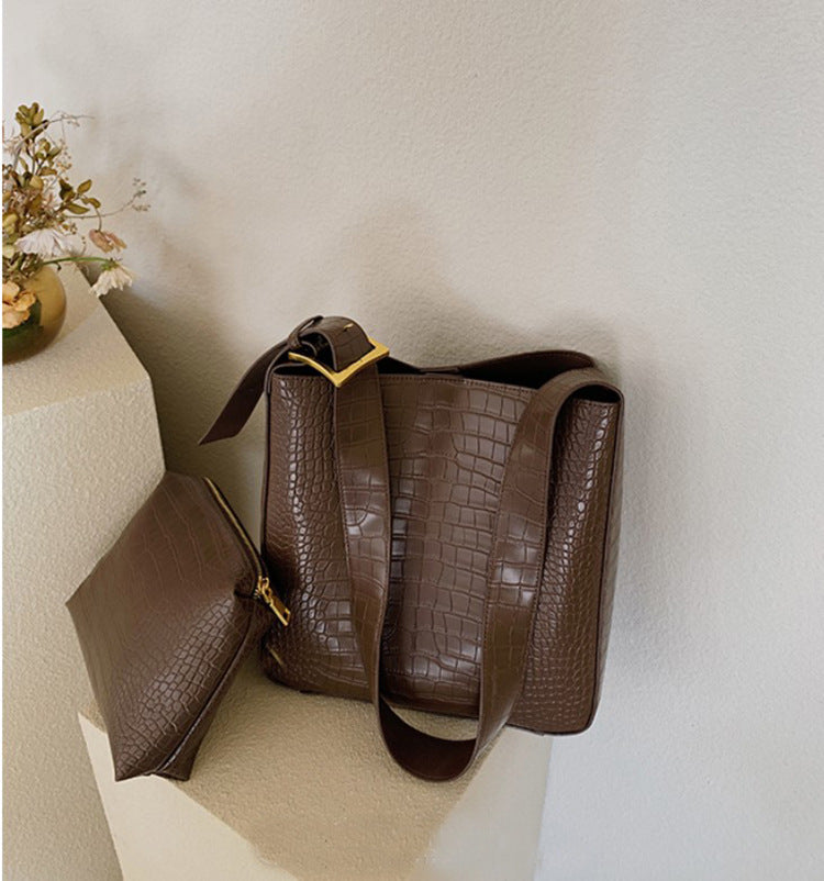 Style Crocodile Pattern  Bucket Crossbody Bag