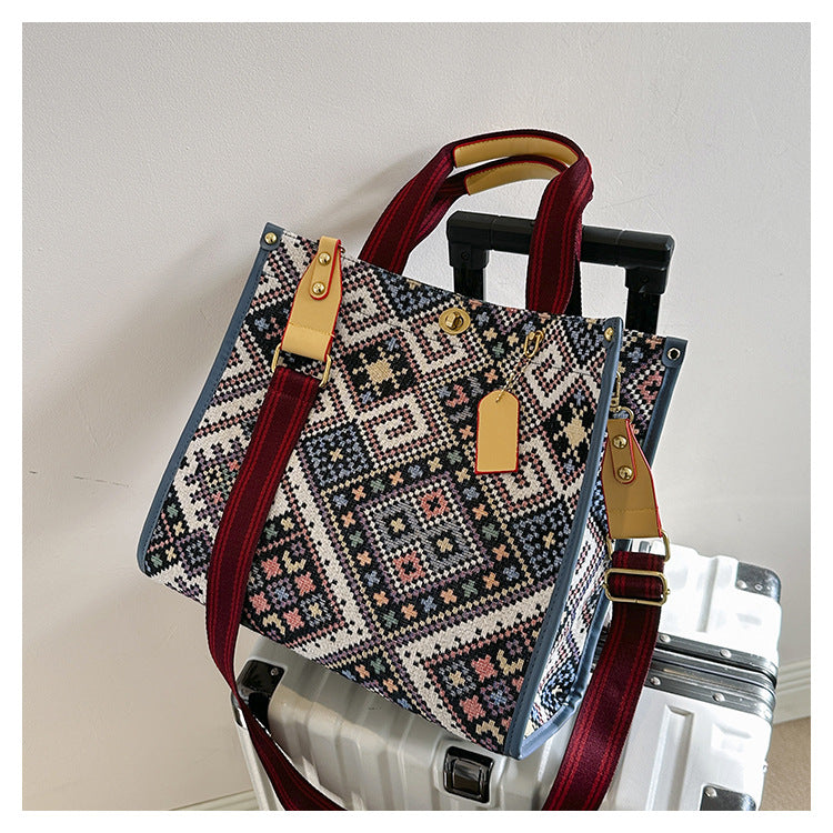 Ethnic Style Straw Large Capacity Canvas Tote Bag