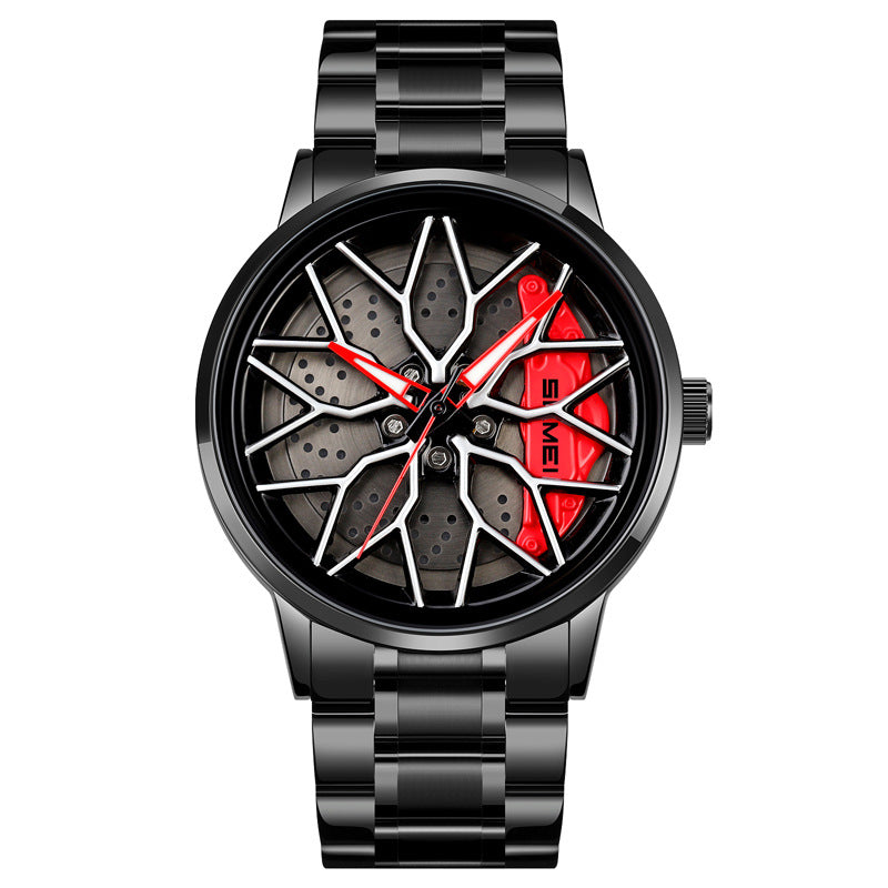 Stainless Steel Wheel Dial Quartz Watch