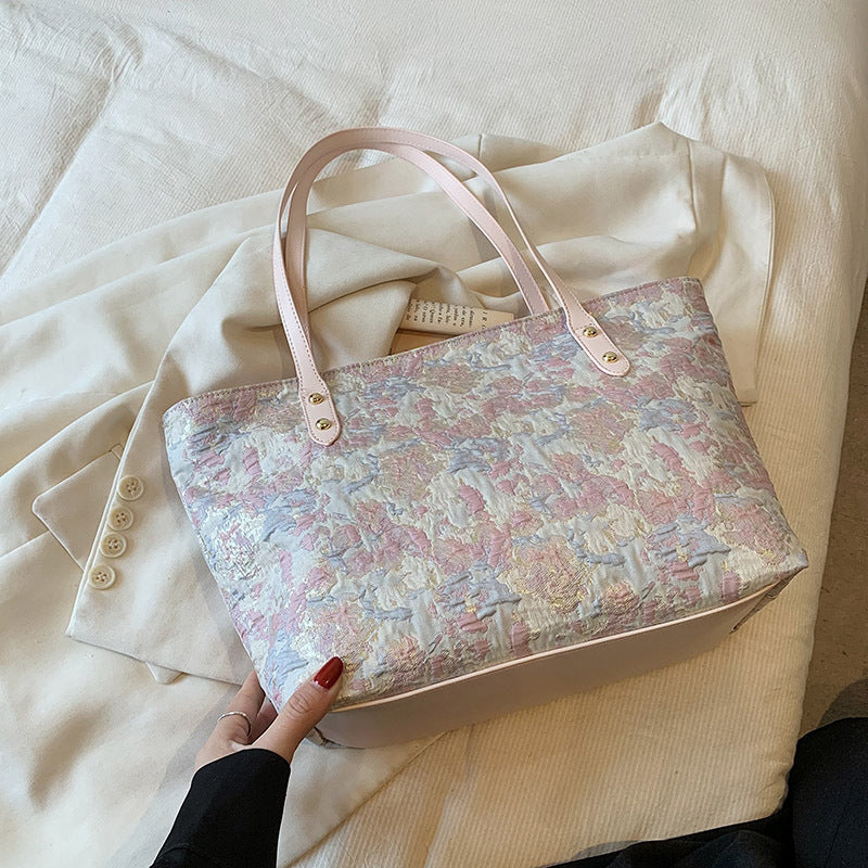 Embroidered Polyester Summer Commuter Tote Bag